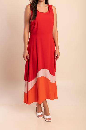 Großes Langarmfreies Kleid, Rot