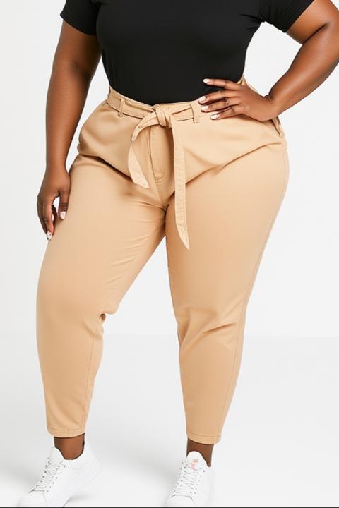Große Größen Baumwollhosen, beige