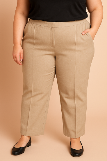 Elegante Hose in Übergröße, Beige