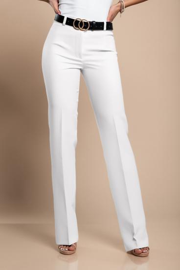 Elegante lange Hose mit geradem Bein, weiß