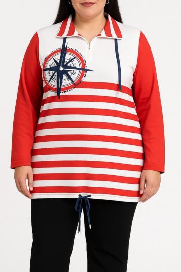 Großes Top mit nautischem Druck, rot