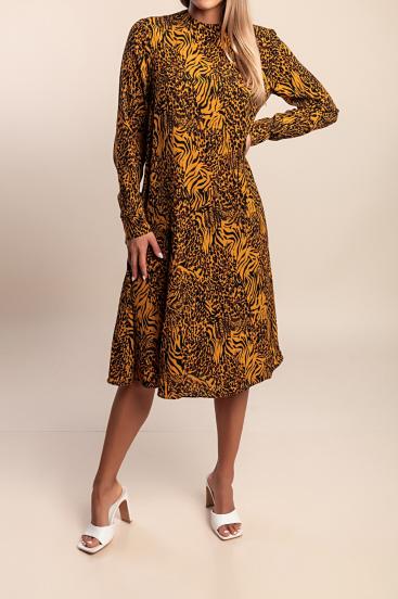 Midikleid mit Print, braun
