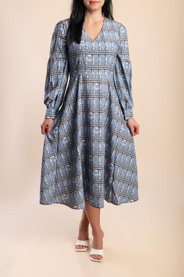 Midikleid mit Print, blau