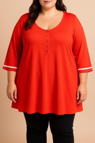 Plus Size Top mit Knöpfen, Rot