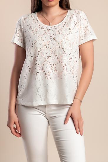 Plus Size Spitzentop, weiß