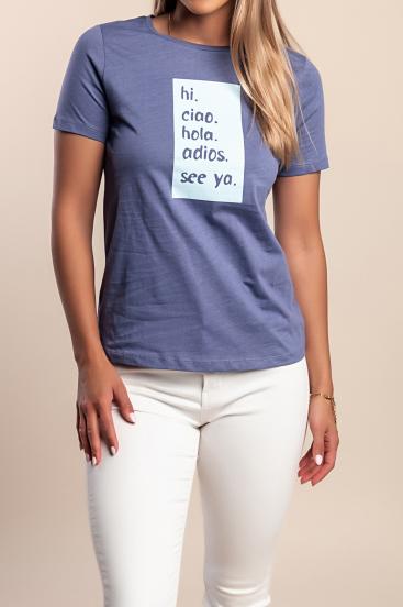 Baumwoll-T-Shirt mit Aufdruck, blau