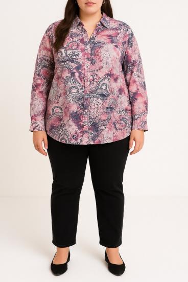 Bedruckte Bluse in Übergröße, rosa