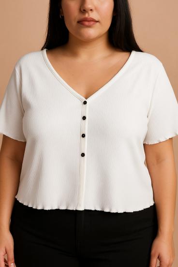 Plus Size Button-Down-Hemd aus Baumwolle, weiß