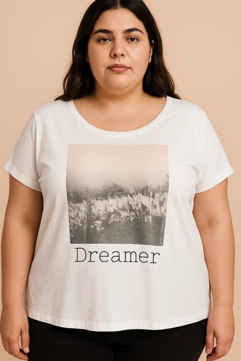 T-Shirt mit Print in Übergröße, weiß