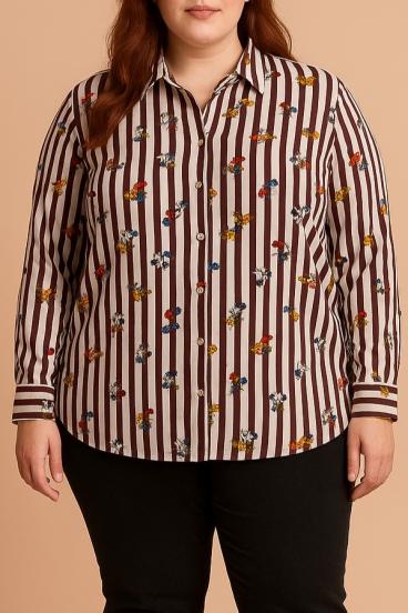 Plus Size Bluse mit Print, Burgund