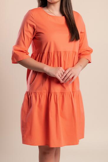 Baumwoll-Minikleid, Koralle