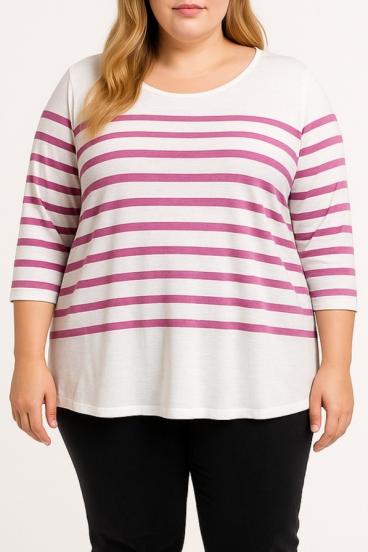 Baumwoll-Top mit gestreiftem Druck, pink