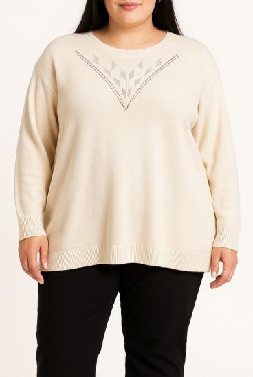 Pullover in Übergröße mit dekorativem Detail, beige