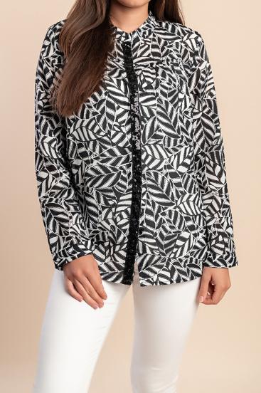 Bedruckte Bluse, schwarz