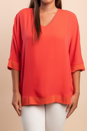 3/4-Arm Bluse, Koralle