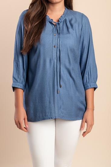 Bluse mit Knöpfen, blau