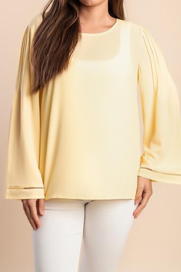 Elegante Bluse mit rundem Ausschnitt, gelb