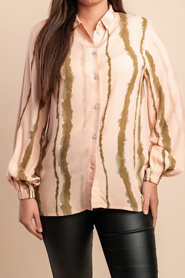Bluse mit gestreiftem Druck, orange