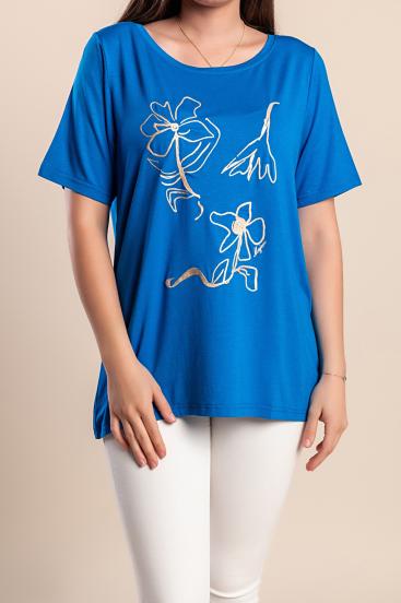 Bedrucktes T-Shirt, blau