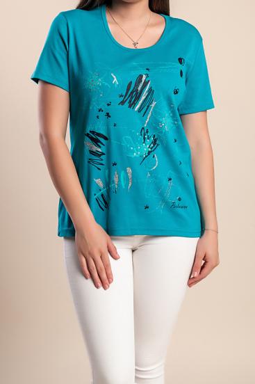 Bedrucktes T-Shirt, türkis