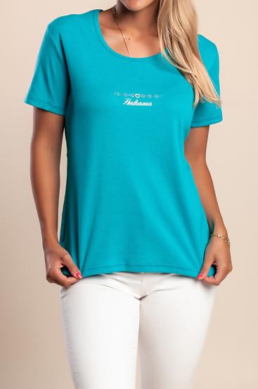 T-Shirt mit Rundhalsausschnitt, türkis