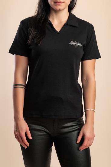 Baumwoll-Poloshirt, Schwarz