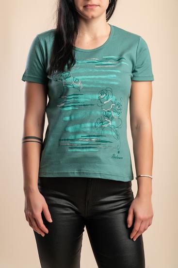 Baumwoll-T-Shirt mit Druck, grün