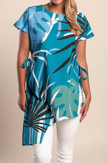 Baumwoll-T-Shirt mit Aufdruck, blau