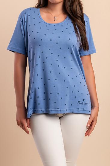 Baumwoll-T-Shirt mit Print, hellblau