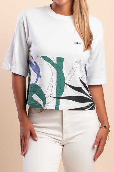Baumwoll-T-Shirt mit Aufdruck, weiß