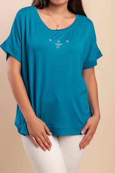 Rundhals-T-Shirt, blau