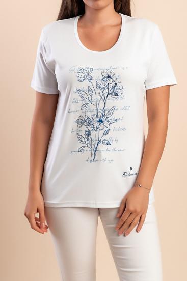 Baumwoll-T-Shirt mit Aufdruck, weiß