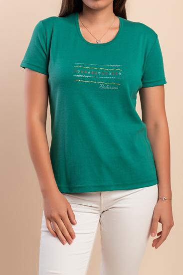 Baumwoll-T-Shirt mit Rundhalsausschnitt, grün