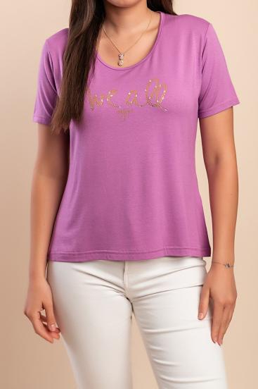 Viskose bedrucktes T-Shirt, Violett