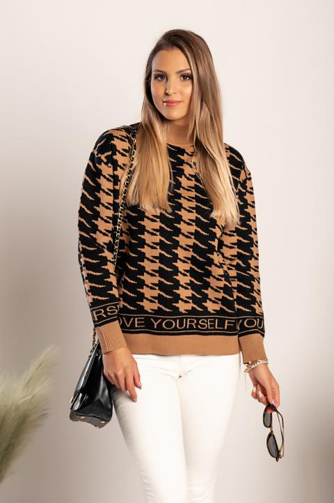 Pullover mit Pepita-Muster Sanga, braun-schwarz