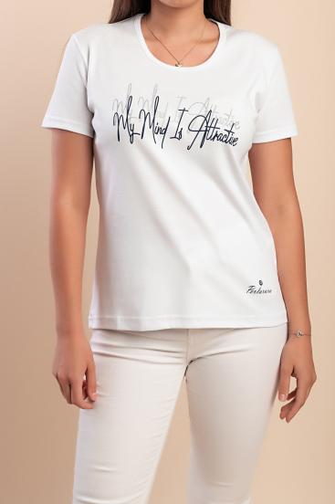Baumwoll-T-Shirt mit Aufdruck, weiß