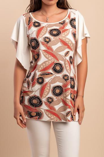 T-Shirt mit Print, beige