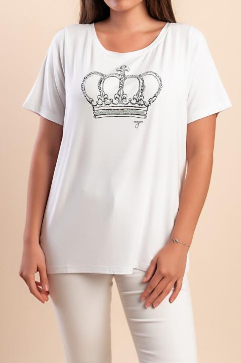 T-Shirt mit Aufdruck, weiß