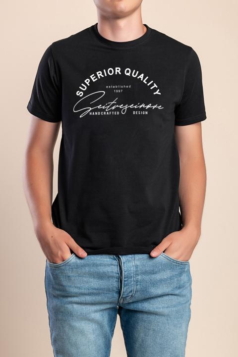 Herren Baumwoll-T-Shirt, Schwarz