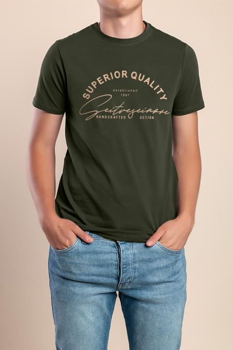 Herren Baumwoll-T-Shirt, Olive