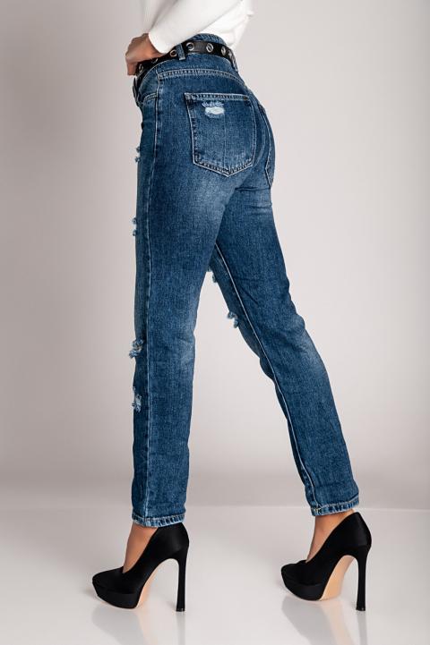 Mom Fit Jeans mit Rippen Forcatta, blau