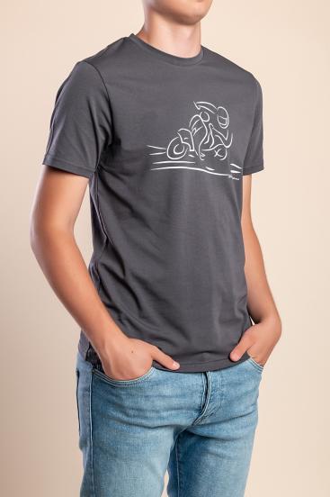 Herren Baumwoll T-Shirt mit Aufdruck, grau