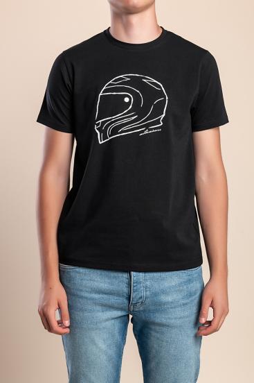 Herren Baumwoll T-Shirt mit Aufdruck, schwarz