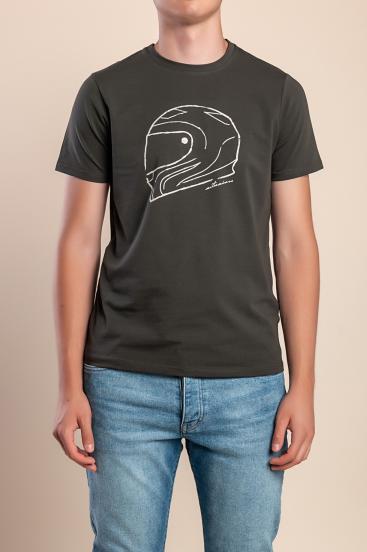 Herren Baumwoll T-Shirt mit Print, oliv