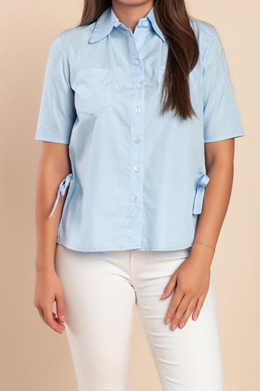 Baumwoll-T-Shirt mit kurzen Ärmeln, hellblau