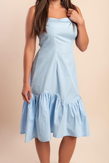 Baumwoll-Midikleid, hellblau