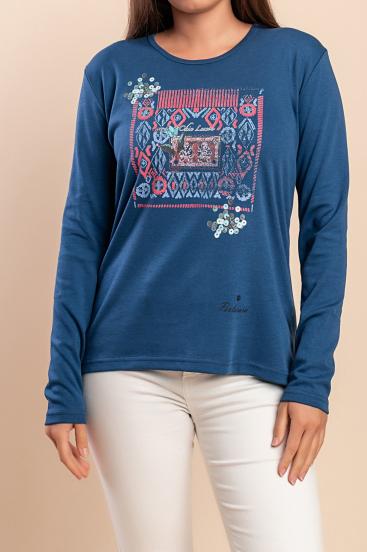 Langarmshirt aus Baumwolle, dunkelblau