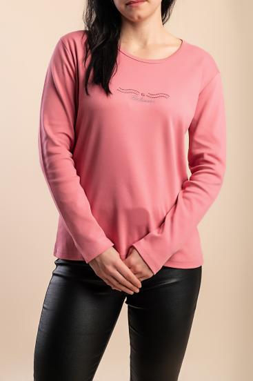Langarmshirt aus Baumwolle, hellrosa
