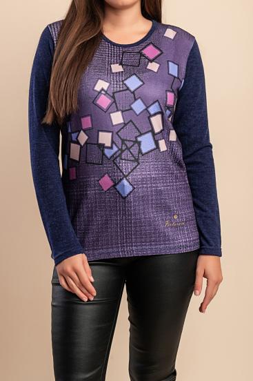 Bedruckter Pullover, violett