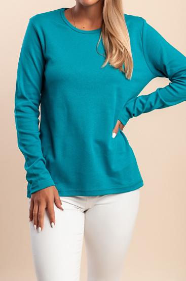Langarmshirt aus Baumwolle, türkis